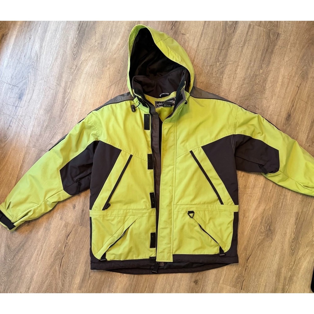 Obermeyer Summit Ski Jacket Men's Small Green Black Hooded Winter Coat‎